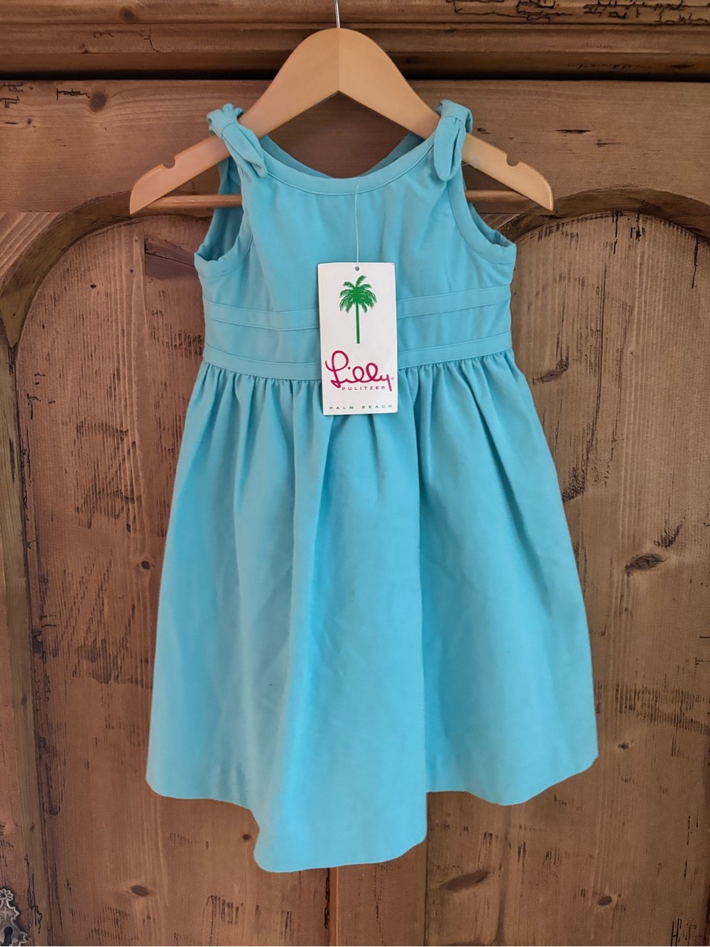 Lilly Pulitzer Girls' Aqua Knot-Shoulder Dress Size 3T NWT